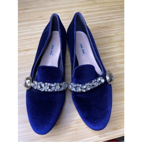 Miu miu velvet loafers with embellishments. Sz 37 - Picture 2 of 2